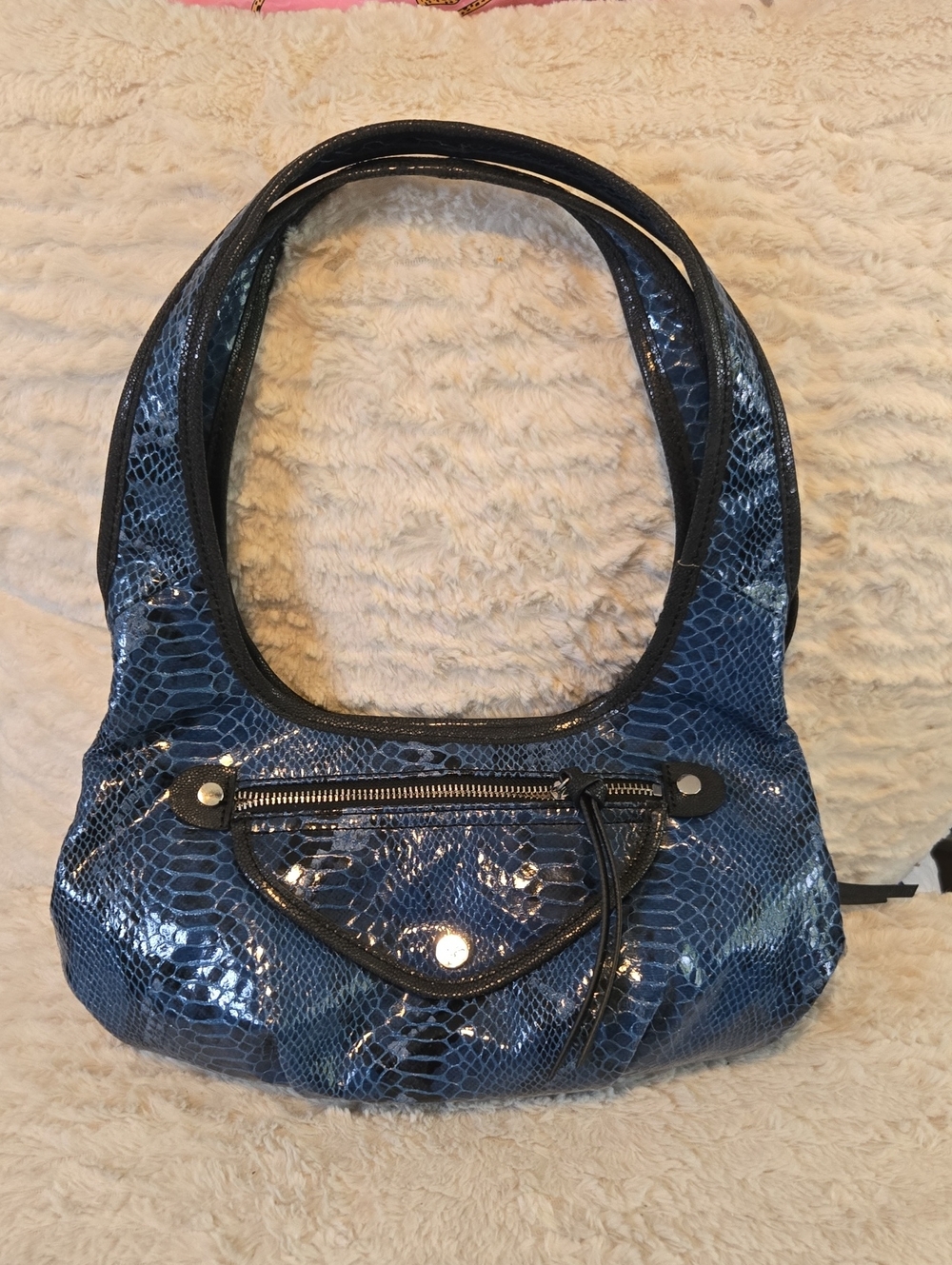 Simply Vera Vera Wang Blue Snakeskin Shoulder Bag